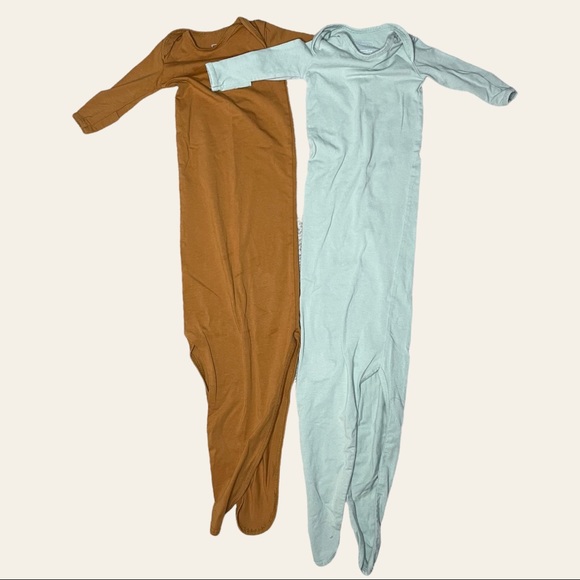 Marlowe & Co. Knotted Gown Bundle 0-3m Sleep Gown Baby Gold Mint - Picture 2 of 6